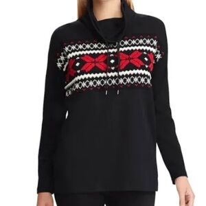 CHAPS Womens Snowflake Cotton Drawstring Turtleneck Shirt Sweatshirt Size XXL